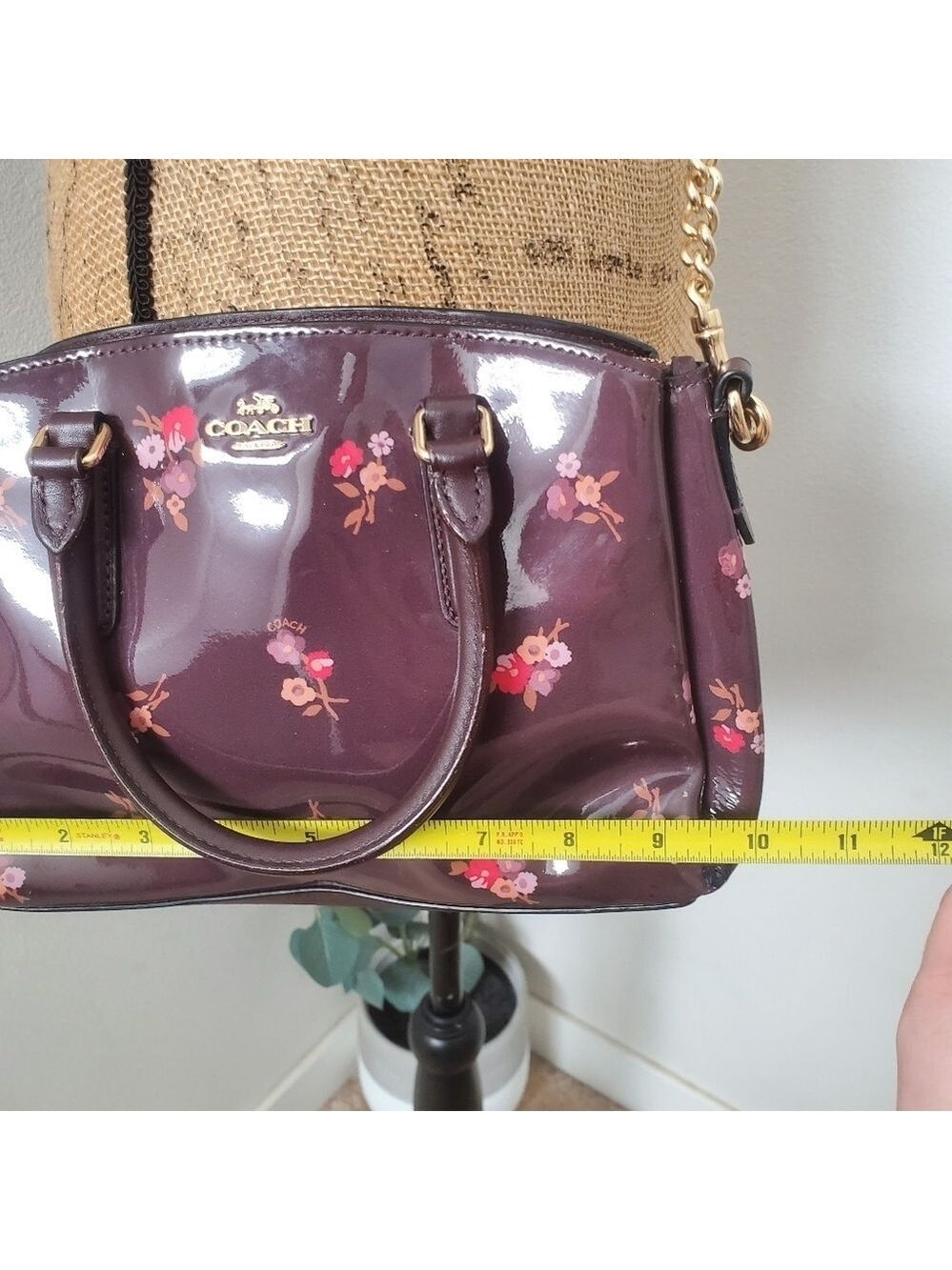COACH Sage Carryall Oxblood Maroon Bouquet Print Small Handbag Purse - Picture 7 of 15